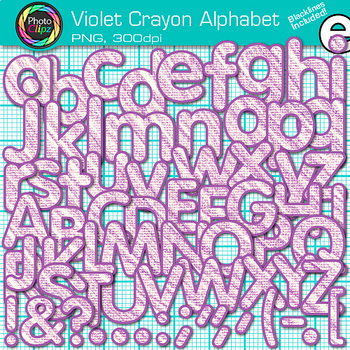 Preview of Purple Alphabet Letter Clipart Images: Crayon Effect Clip Art, Transparent PNG