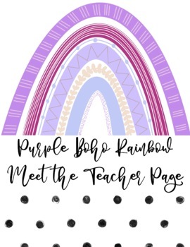 Preview of Purple Boho Rainbow Meet the Teacher