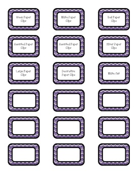 Purple Chevron Labels - Teacher Tool Box by Samantha Gagnon | TpT