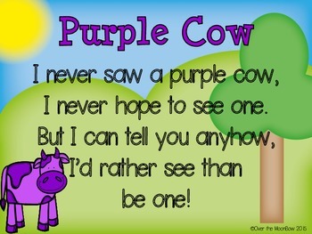 Purple Cow Poetry Fun Pack By Over The Moonbow 