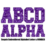 Purple Faux Embroidered Sequin PNG Alphabet Set