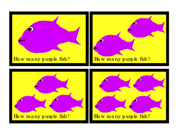 Purple Fish How Many Math Addition Numbers To 10 Printable Cards 3pgs