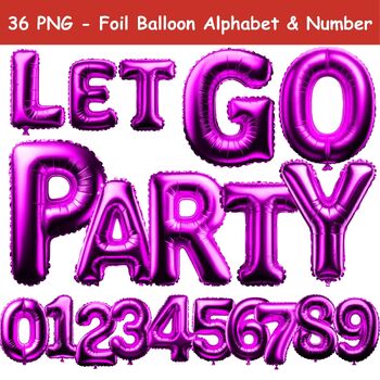 Preview of Purple Foil Balloon Alphabet Number Clipart Font Letters Headings Bulletin Board