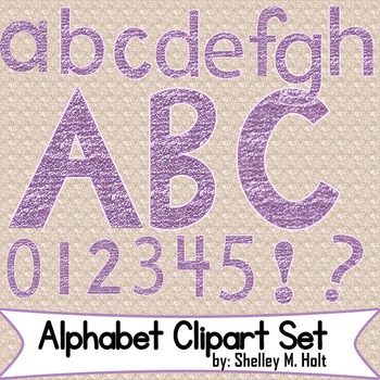 Preview of Purple Glitter Alphabet Clipart Set by Shelley M Holt
