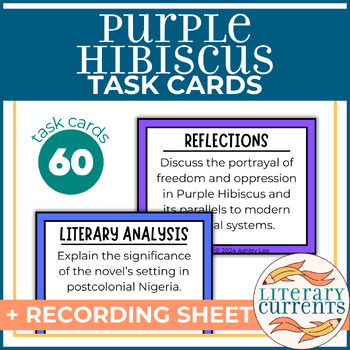 Preview of Purple Hibiscus | Adichie | Analytical Task Cards Recording Sheet | AP Lit ELA