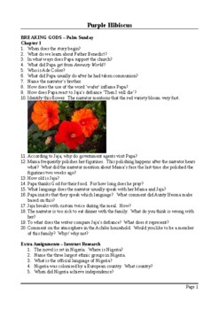 essay questions on purple hibiscus