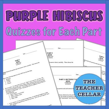 Preview of Purple Hibiscus: Multiple Choice Quizzes w/Answer Key for Each Part