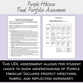 Preview of Purple Hibiscus UDL Final Assessment Portfolio | Student Choice | Creative