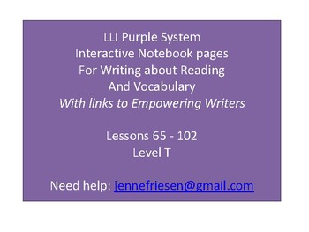 Preview of Purple LLI System Level T Interactive Notebook and Vocabulary
