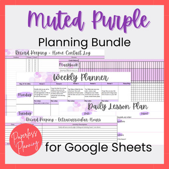 Preview of Purple Bundle (Weekly and Daily Lesson Plan Template, Markbook, Logs & More)