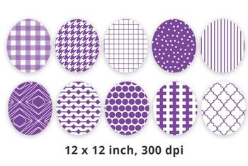 Purple & White Scrapbook Digital Papers Pattern Background Clip Art