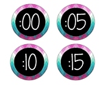 Purple and Teal Chevron Clock Labels