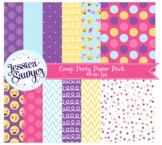 Purple and Yellow Emoji Digital Papers or Backgrounds