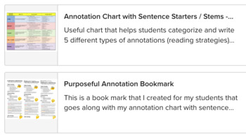 Preview of Purposeful Annotation - Printable Chart & Bookmark
