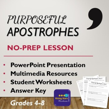 Preview of Purposeful Apostrophes: No-Prep PowerPoint Lesson & Practice Worksheets