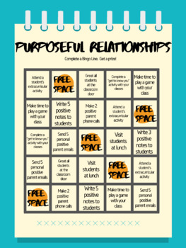 Preview of Purposeful Relationships Bingo for Teachers