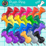 Push Pins Clipart: 27 Realistic Rainbow School Supply Thum