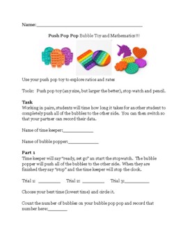 Preview of Push Pop Pop, Pop it toys and math