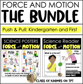 Preview of Force & Motion Push & Pull Science Reader & Posters Bundle Kindergarten & First