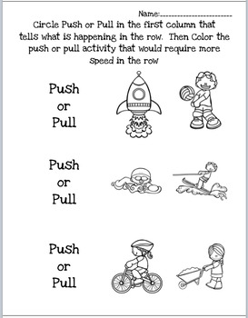 push pull worksheet packet 2 ngss k ps2 2 by ready set lets grow