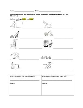 Preview of Push and Pull Worksheet Set