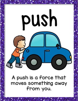 Push or Pull Vocabulary Posters - ESL Science ELL Resources by Jill