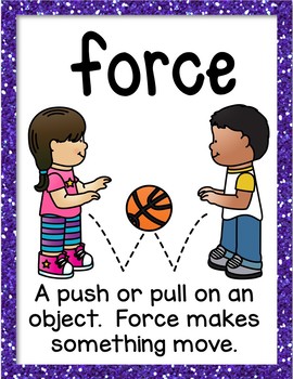 Push and Pull Vocabulary Posters - ESL Science ELL Resources by Jill ...