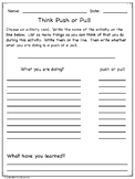 Pushes and Pulls Worksheet and Task Cards