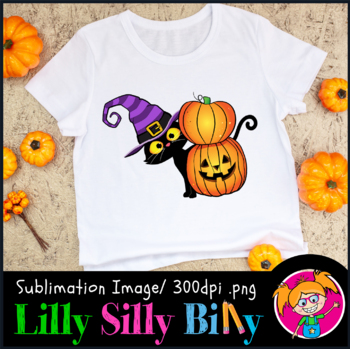 Preview of Puss and Pumpkins - PNG and JPEG Sublimation graphic PLUS extended licnese.