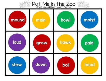 Put Me in the Zoo  - Vowel Blend Rhyme Pack