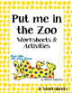 Put Me in the Zoo! Worksheets and Activities by Teaching with Faith and Joy