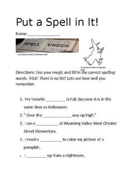 Preview of Put a Spell in It Halloween Worksheet