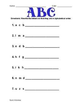 Put the Letters in ABC Alphabetical Order Practice Lower + Upper-Case ...