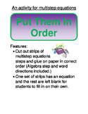 Algebra:  Put Them In Order (Solving multistep equations)