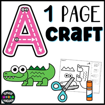 Letter A one page craft for kindergarten Alligator Alphabet | TPT