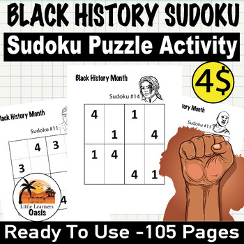 Preview of Puzzle Activity: Black History Month Sudoku Challenge for Young Minds 2-5 Grades