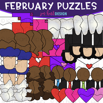 Preview of Puzzle Clip Art -February Themed Puzzles {jen hart Clip Art}