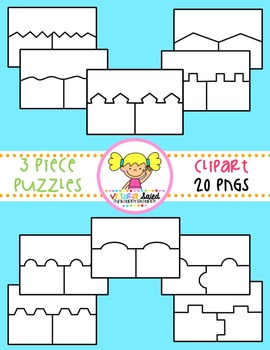 Preview of Puzzle Clipart {3 Piece Templates}