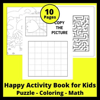 Preview of Puzzle - Coloring - Math - Happy Activity Book for Kids - Coloring Pages