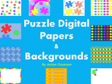 Autism Awareness Month Puzzle Digital Paper and Backgrounds