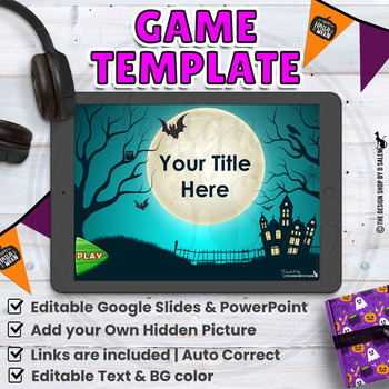 Preview of Digital Resources Google Slides Templates Puzzle Game Halloween Theme | Set 14