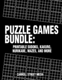 Puzzle Games Bundle: Printable Sudoku Kakuro, Nurikabe, Ma