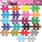 Puzzle Piece Clipart with Glitter