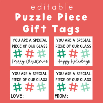Preview of Puzzle Piece Holiday Gift Tags