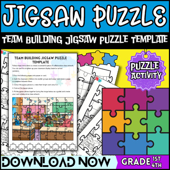 Preview of Puzzle Piece Template - Team Building Jigsaw Puzzle Template - Puzzle Pieces