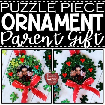 Preview of Puzzle Piece Wreath Ornament Template and Name Plaques {Parent Gift}