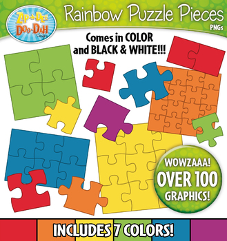 Preview of Rainbow Puzzle Pieces Clipart {Zip-A-Dee-Doo-Dah Designs}