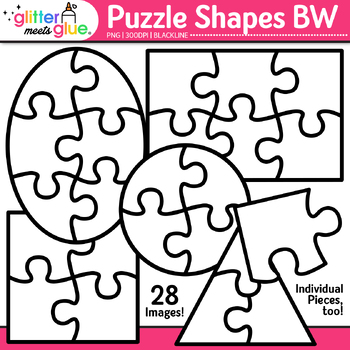 Preview of Puzzle Shape Clipart: Brain Teaser & Word Problem Clip Art Black & White PNG