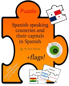 Preview of Puzzle: Spanish speaking countries, their capitals in Spanish + flags (español)
