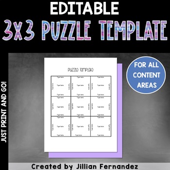 Preview of Puzzle Template - Editable 3x3 Puzzle